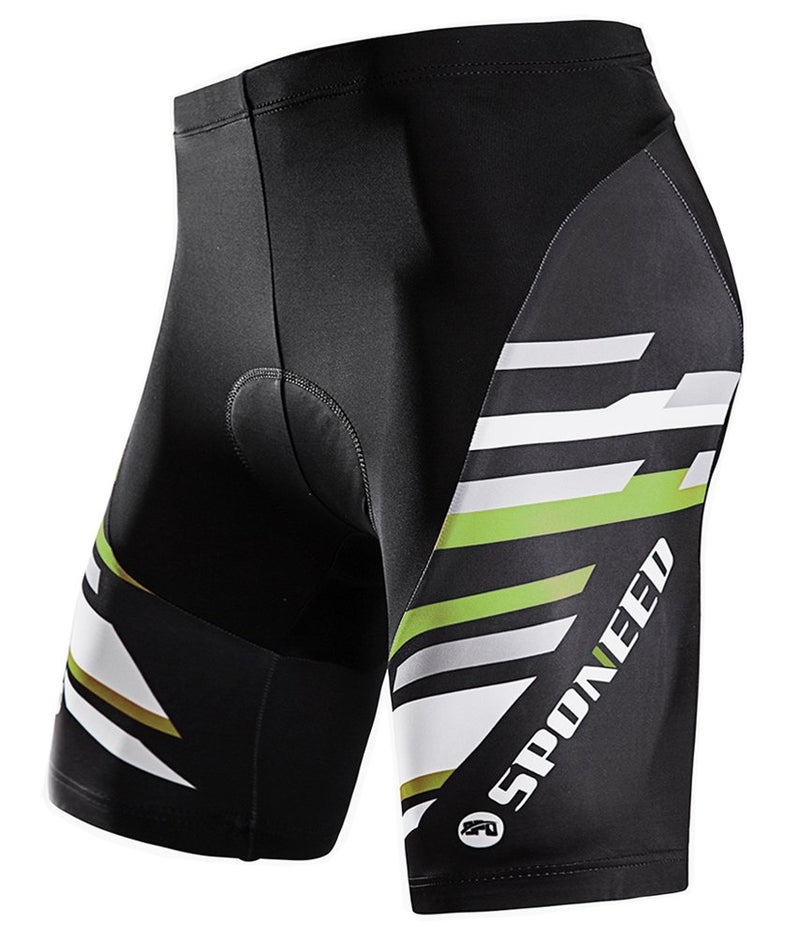 sponeed Men's Cycling Jersey Back Pockets Padded Cycle Shorts Suits Biking Pants US L Green Black - Image 4
